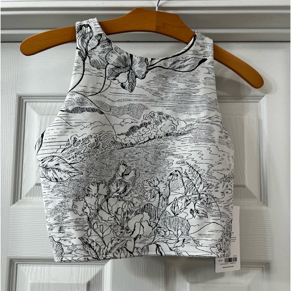 NWT Athltea Conscious Crop Bra A-C Tank White Black Design - Picture 1 of 6